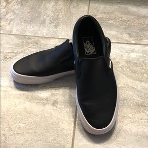 Black Leather Slip-On Vans